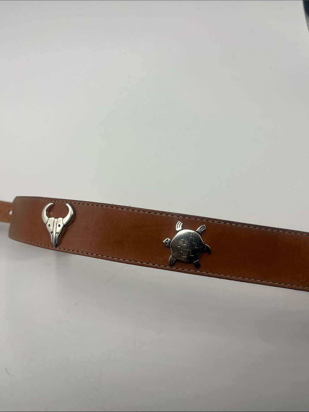 Women’s Brown Leather Western-Inspired Belt with Silver Concho Buckle - Picture 6 of 9